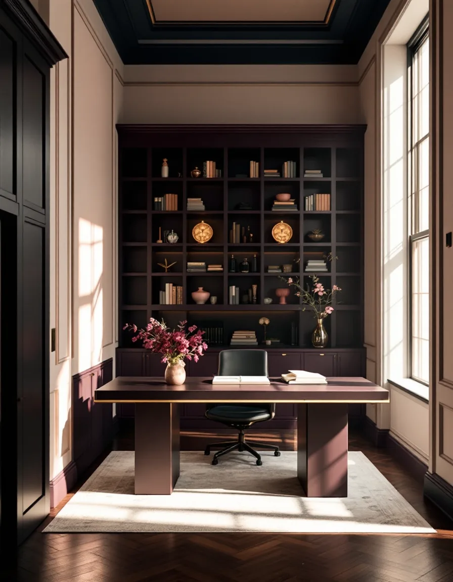 Sunlit interior of the Nutmeg Ledger office with a long ledger desk